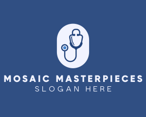 Blue Medical Stethoscope logo design