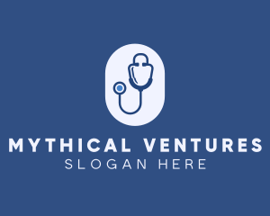 Blue Medical Stethoscope logo design