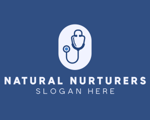 Blue Medical Stethoscope logo design