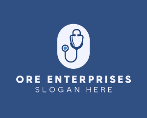 Blue Medical Stethoscope logo design