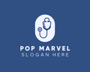 Blue Medical Stethoscope logo design