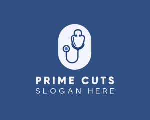 Blue Medical Stethoscope logo design