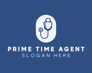 Blue Medical Stethoscope logo design