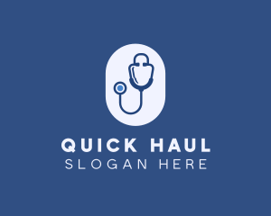 Blue Medical Stethoscope logo design