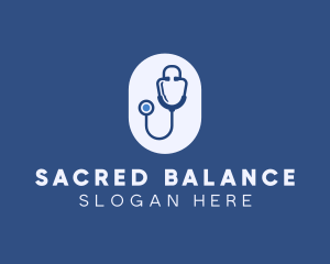 Blue Medical Stethoscope logo design