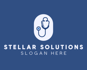 Blue Medical Stethoscope logo design