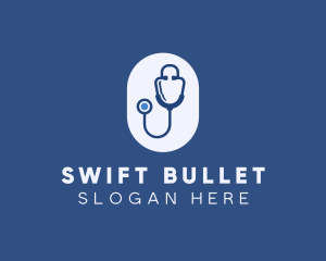 Blue Medical Stethoscope logo design