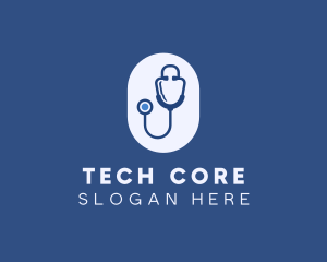 Blue Medical Stethoscope logo design