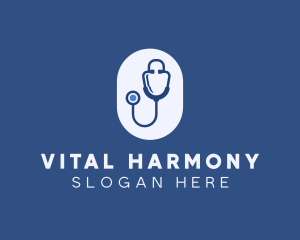 Blue Medical Stethoscope logo design