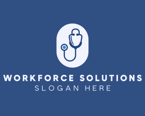 Blue Medical Stethoscope logo design