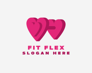 Heart Dumbbell Fitness logo design