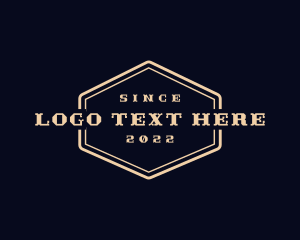 Hipster Western Hexagon logo