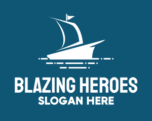 Blue Sailing Ship logo design