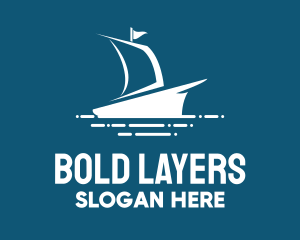 Blue Sailing Ship logo design