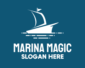 Blue Sailing Ship logo design