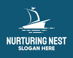 Blue Sailing Ship logo design