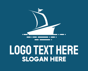 Exploration - Blue Sailing Ship logo design