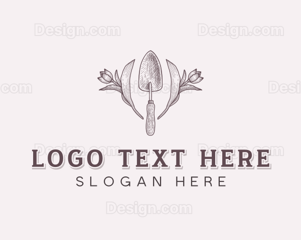 Flower Trowel Gardening Logo