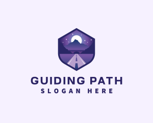 Night Pathway Mountain Tunnel  logo design