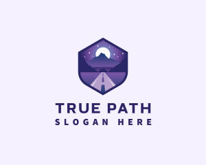 Night Pathway Mountain Tunnel  logo design