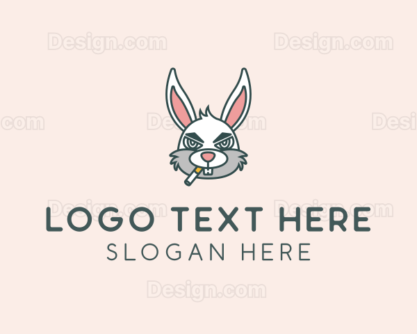 Smoker Rabbit Cartoon Logo