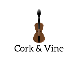 Fork Violin Instrument logo design