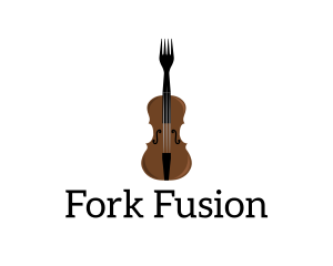 Fork Violin Instrument logo design