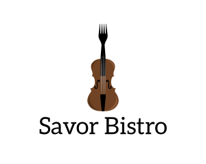 Fork Violin Instrument logo design