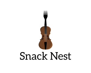 Fork Violin Instrument logo design