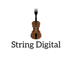 Fork Violin Instrument logo design