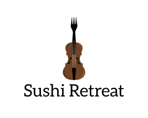 Fork Violin Instrument logo design