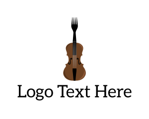 Violin - Fork Violin Instrument logo design