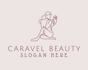 Flower Beauty Nude Lady logo design