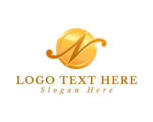 Gold Letter N Beauty  logo design