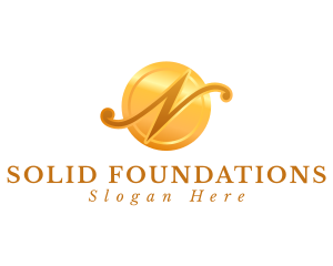 Gold Letter N Beauty  logo