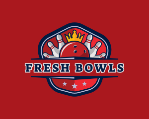 Bowling Pin Crown logo design
