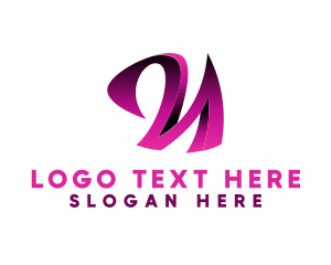 3D Pink Cursive Letter N  logo