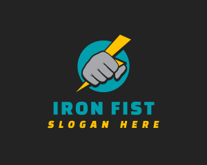 Fist Power Bolt logo design