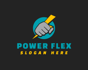 Fist Power Bolt logo design