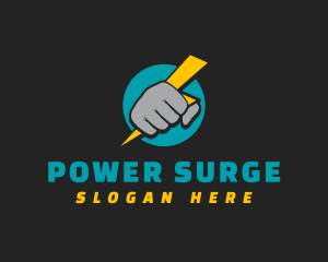 Fist Power Bolt logo design