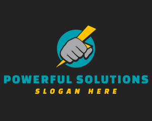 Fist Power Bolt logo design