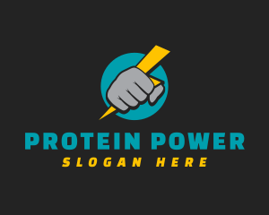 Fist Power Bolt logo design