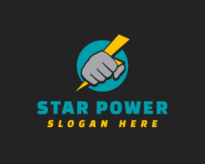 Fist Power Bolt logo design