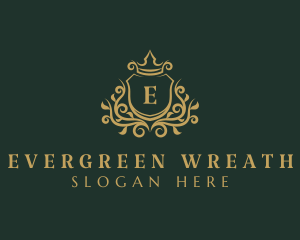 Crown Wreath Shield logo design