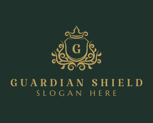 Crown Wreath Shield logo design