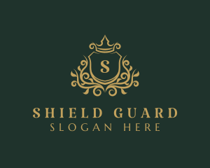 Crown Wreath Shield logo design