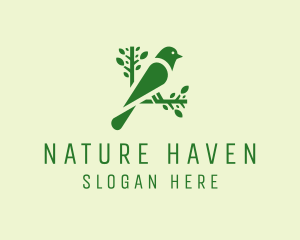 Green Nature Bird  logo design