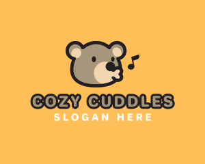 Cute Sing Bear logo design