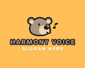 Cute Sing Bear logo design