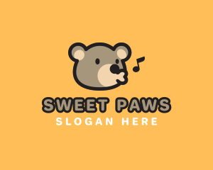 Cute Sing Bear logo design